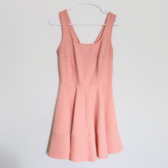 Lulu's Home Before Daylight Barbie Pink/Apricot Mini Skater Dress - Picture 7 of 13